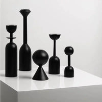 Black wooden candle holder Nordic style artistic decoration for interior