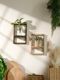 Wooden floating shelf for decorative wall storage