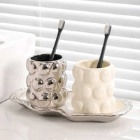 Set of ceramic cups for luxury lovers bathroom accessories