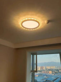 Retro wooden ceiling lamp circular and square acrylic