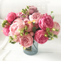 Bouquet of artificial peonies for interior wedding decoration