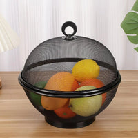 Mesh fruit basket with anti fly cover in stainless steel