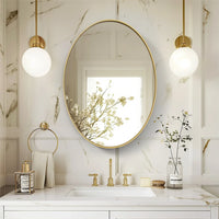 Brushed gold mirror with decorative metal frame - 55x76cm (22x30 inches)