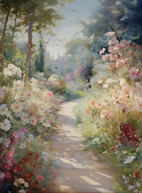 Vintage country painting with wild flowers in canvas - 20X30cm Unframed
