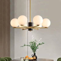 Nordic luxury pendant light in gold copper with white glass balls