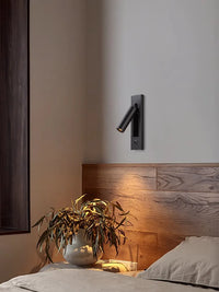 Black Brass Rectangular LED Wall Sconce with USB Port