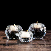 Crystal Diamond Tealight Candle Holder for Wedding Party, Clear Glass tea Light Candles Holder for Home Room Desk decor - 3.15 Inch / 1Pc