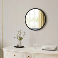 Modern round hanging mirror with decorative gold metal frame