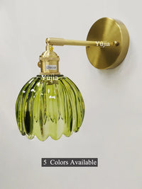 Wall sconce in retro Japanese style floral glass