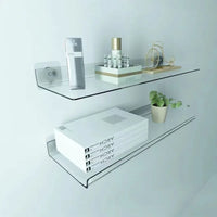 Transparent acrylic floating wall shelf for organized storage