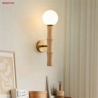 Vintage retro glass and wood wall sconce for interior decoration
