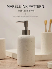 Ahunderjiaz Wabi-Sabi Style Push Bottle, Marble Shower Gel Dispenser Bottle, Light Luxury Bathroom Tabletop Decoration, Home Dec