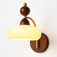 Neoclassical wooden wall sconce with Japanese glass anti blue light