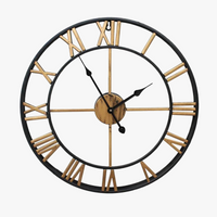 3d decorative wall clock modern retro Roman style silent metal