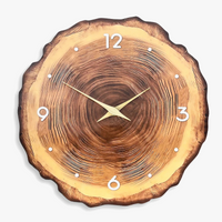 Modern wall clock in fake wood for interior decoration