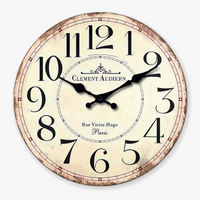 Wall clock retro wood pattern Clement Audierne silent decoration