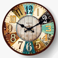 Wooden retro wall clock for silent interior decoration