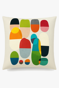Geometric throw pillow cover wild flowers abstract colored pattern