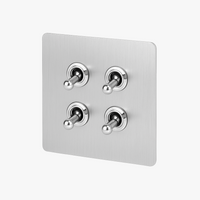 Brushed Light Gray Steel 4-Gang Light Switch, Design 2