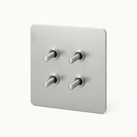 Brushed Light Gray Steel 4-Gang Light Switch, Design 3
