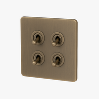Quadruple switch 4 ways in grey steel aged rounded edges