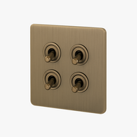 Aged Brushed Gray Steel 4-Gang Switch with Rounded Edges