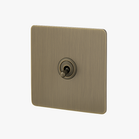 Single 1-Gang Switch in Brushed Grey Steel, Rounded Edges, Style Three