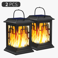 Set of 2 decorative flickering solar lanterns