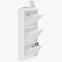 Narrow shoe cabinet with 3 shutters closed
