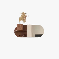 Oval wooden wall mirror creative and multifunctional design