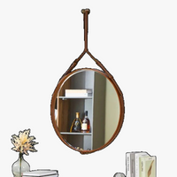 Round wooden decorative mirrors for interior decoration