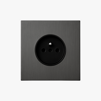 Brushed Dark Grey Steel Type E Electrical Socket, 86 X 90 mm