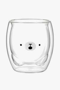 Cup verre double paroi motifs ours canard 3d