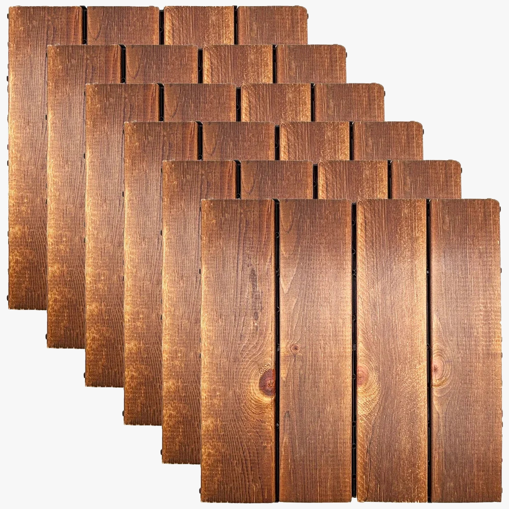 30-Pack Solid Wood Interlocking Deck Tiles for Patios & Balconies
