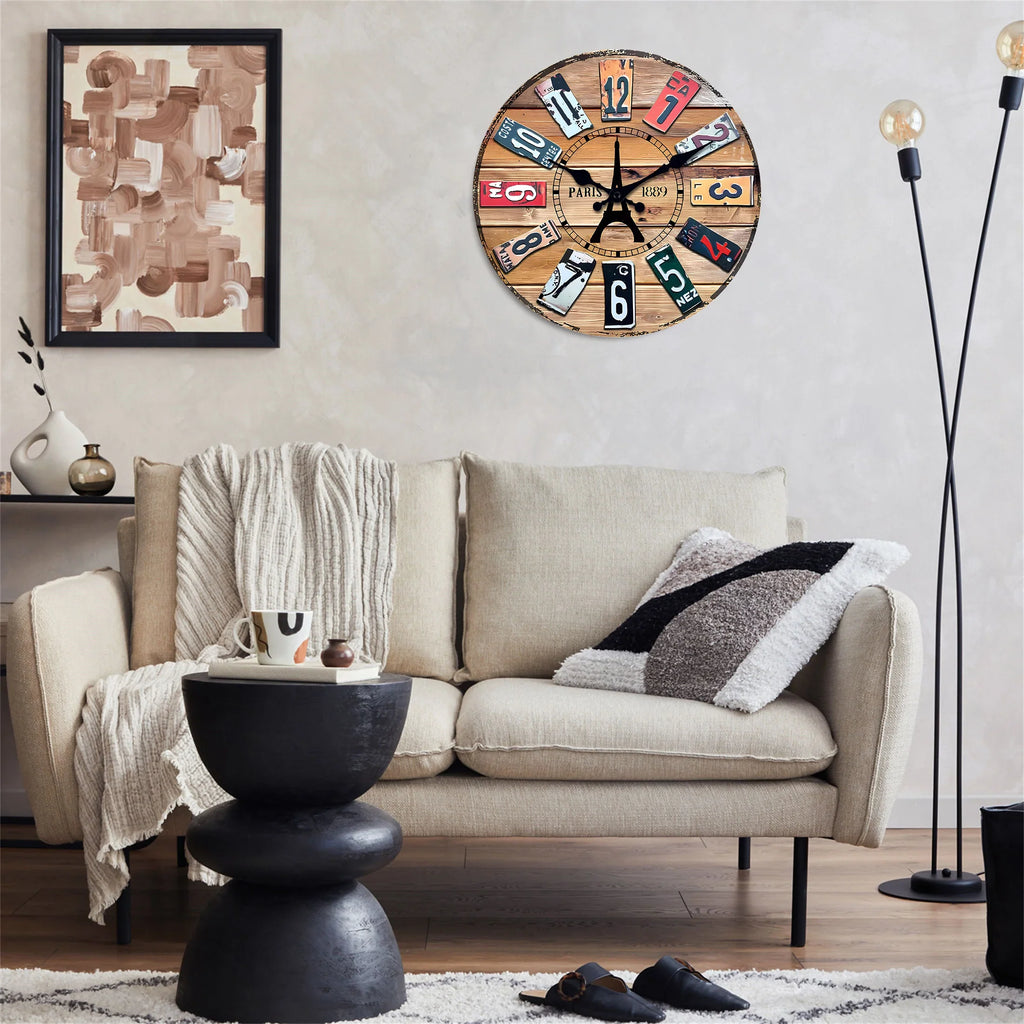 Digital retro decorative silent retro wooden wall clock - view 6