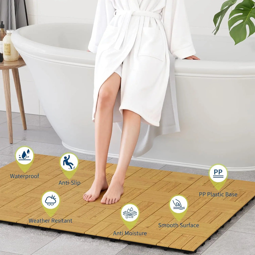 305mm Acacia Wood Interlocking Deck Tiles - view 6