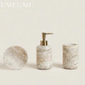 Natural marble and travertine bathroom set - Three-piece set
