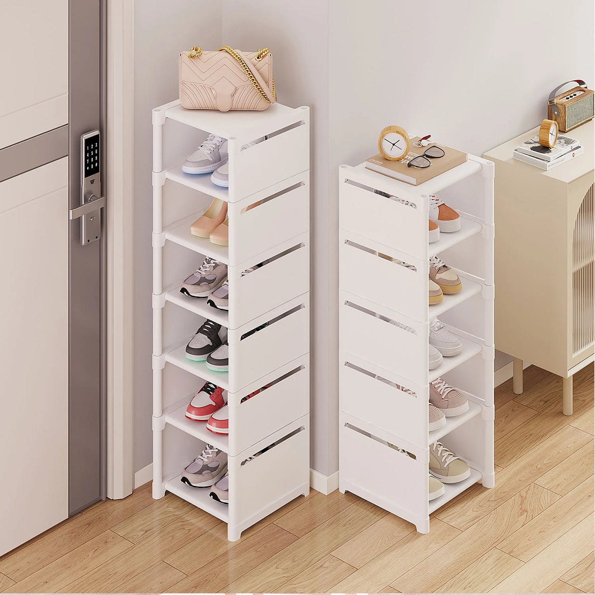 Stackable and adjustable shoe organizer space gain - view 2