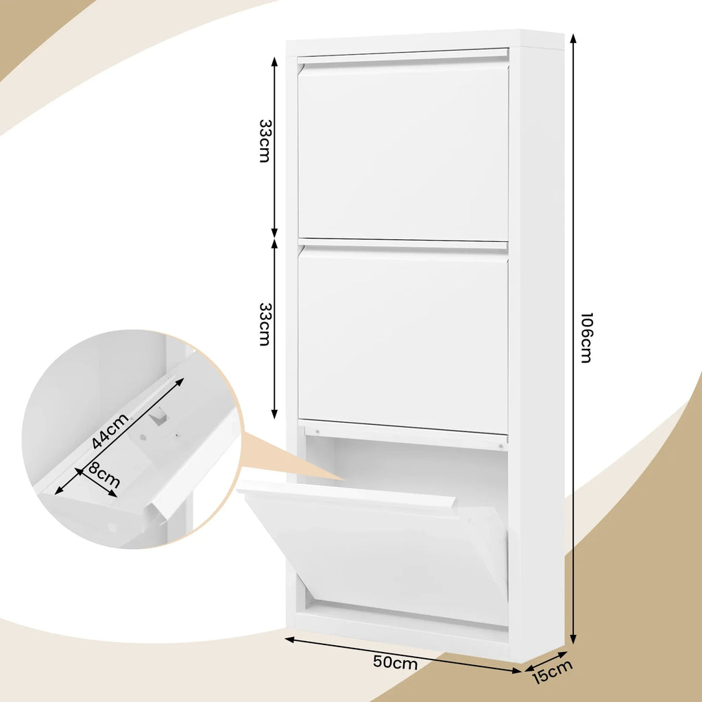Narrow shoe cabinet with 3 shutters closed - view 6