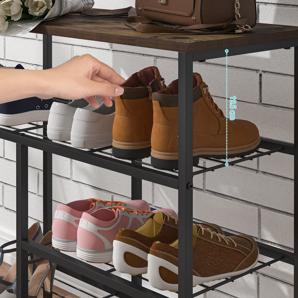 Metal shoe shelf with 4 open storage levels - view 3