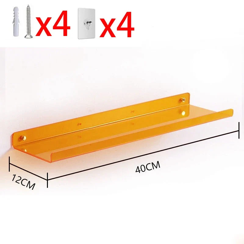 Acrylic floating shelf for modern invisible storage - 40cm Yellow