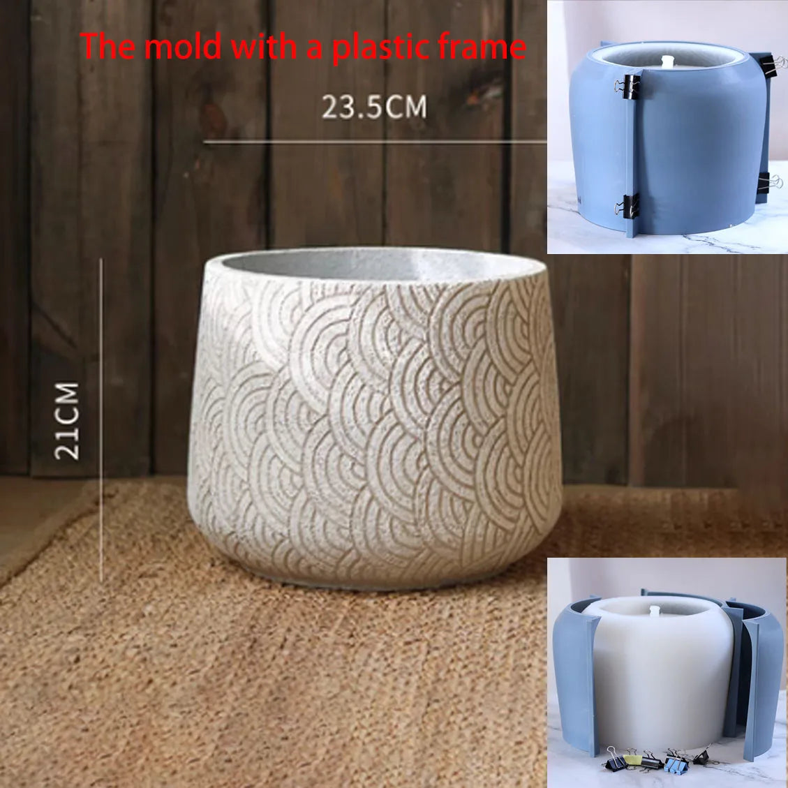 Silicone mould for round Nordic flower pot - Light grey