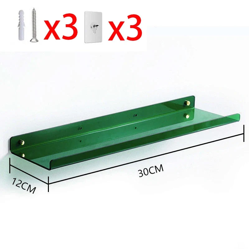 Acrylic floating shelf for modern invisible storage - 30 cm Green
