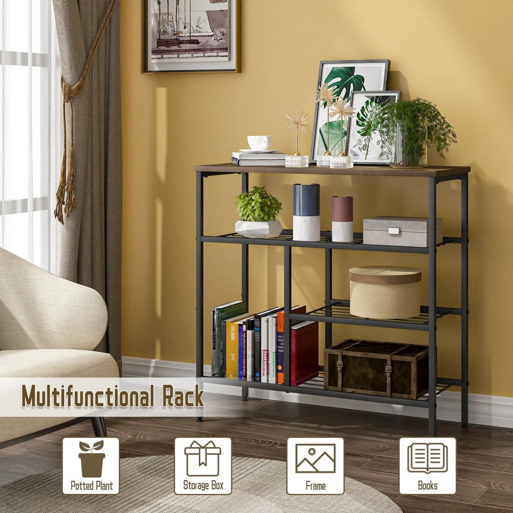 Metal shoe shelf with 4 open storage levels - view 6