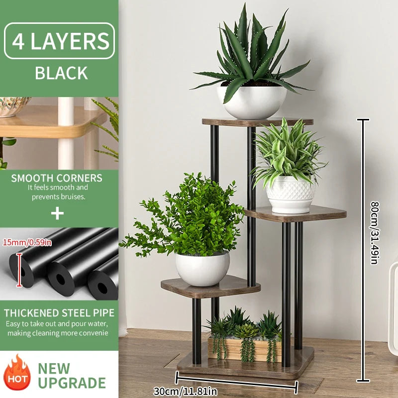Wooden support for plants and pots of inner flowers - B-4 couches noires