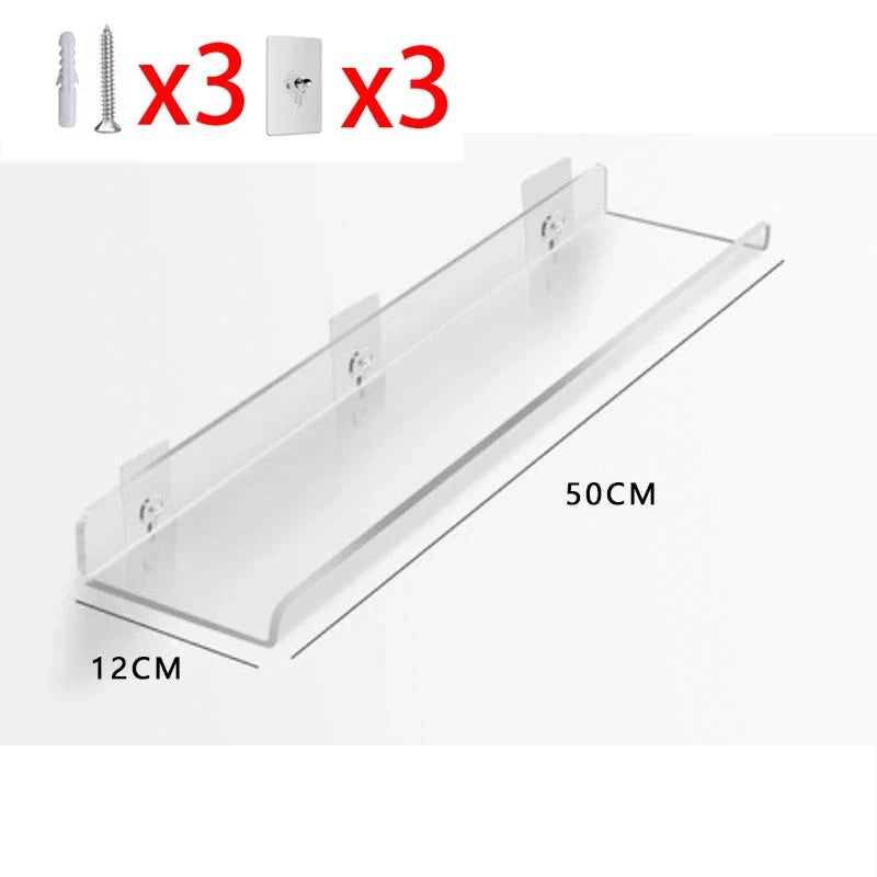 Acrylic floating shelf for modern invisible storage - 50cm Clearance