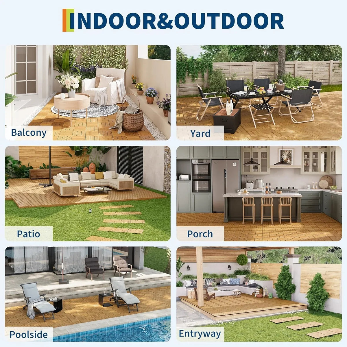 305mm Acacia Wood Interlocking Deck Tiles - view 8