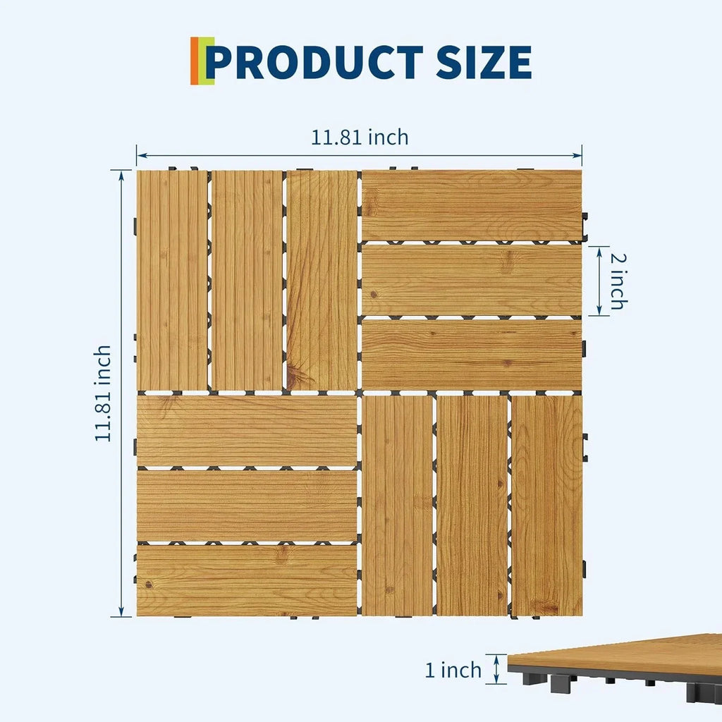 305mm Acacia Wood Interlocking Deck Tiles - view 5