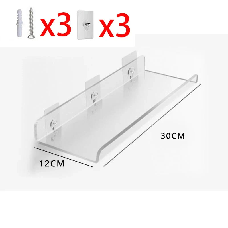 Acrylic floating shelf for modern invisible storage - 30cm Light