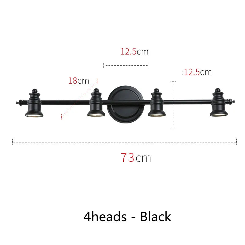 American Bronze Mirror Front Light , Bathroom Wall Lamps Mirror Light ,Powder Room Mirror Wall Lights Lighting LED Makeup Mirror - 4 Heads Black B / Light Warm